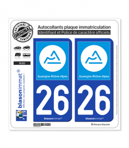 26 Auvergne-Rhône-Alpes - Région | Autocollant plaque immatriculation