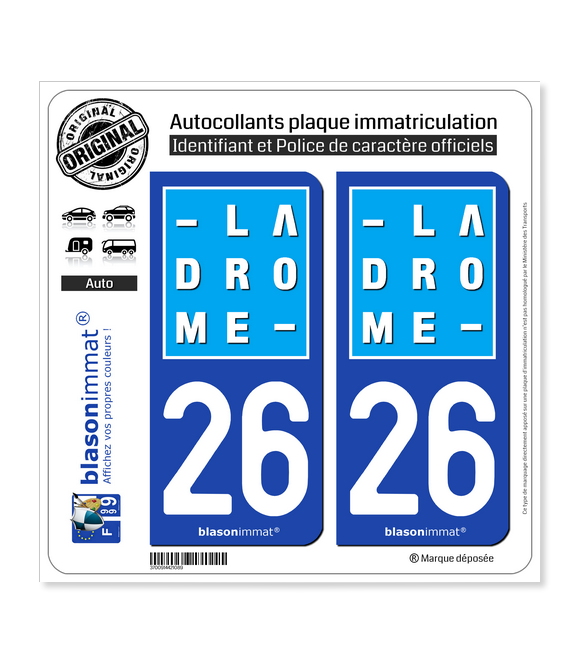 26 Drôme - Département | Autocollant plaque immatriculation