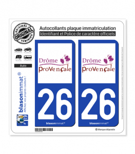 26 Drôme - Provençale | Autocollant plaque immatriculation