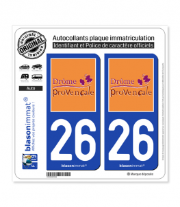 26 Drôme - Provençale II | Autocollant plaque immatriculation