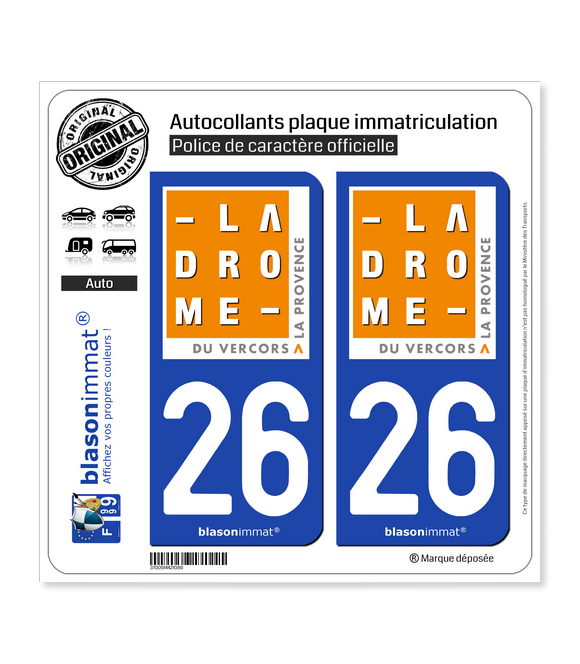 26 Drôme - Tourisme | Autocollant plaque immatriculation