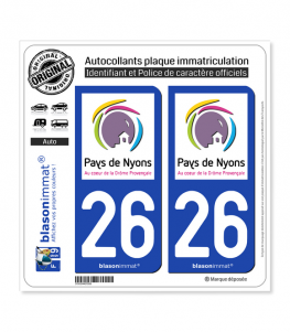 26 Nyons - Pays | Autocollant plaque immatriculation