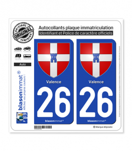 26 Valence - Armoiries | Autocollant plaque immatriculation