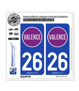 26 Valence - Ville | Autocollant plaque immatriculation