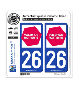 26 Valence - Agglo | Autocollant plaque immatriculation