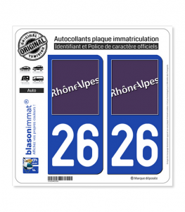 26 Rhône-Alpes - LogoType | Autocollant plaque immatriculation