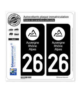 26 Auvergne-Rhône-Alpes - LogoType | Autocollant plaque immatriculation