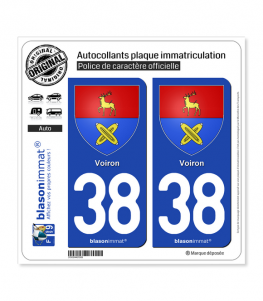 38 Voiron - Armoiries | Autocollant plaque immatriculation