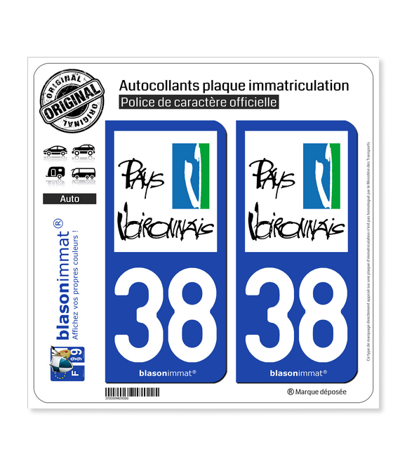 38 Voiron - Agglo | Autocollant plaque immatriculation