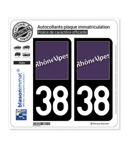 38 Rhône-Alpes - LogoType | Autocollant plaque immatriculation
