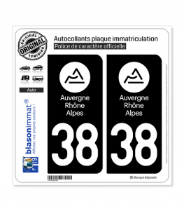 38 Auvergne-Rhône-Alpes - LogoType | Autocollant plaque immatriculation