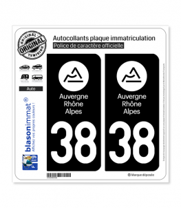 2 Autocollants Plaque Immatriculation Région Auvergne-Rhône-Alpes - Dimensions 9,8x4,5 Cm - Vinyle Haute Définition, Résistant Intempéries - Fabriqué En France