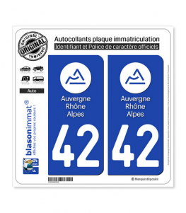 42 Auvergne-Rhône-Alpes - LogoType | Autocollant plaque immatriculation