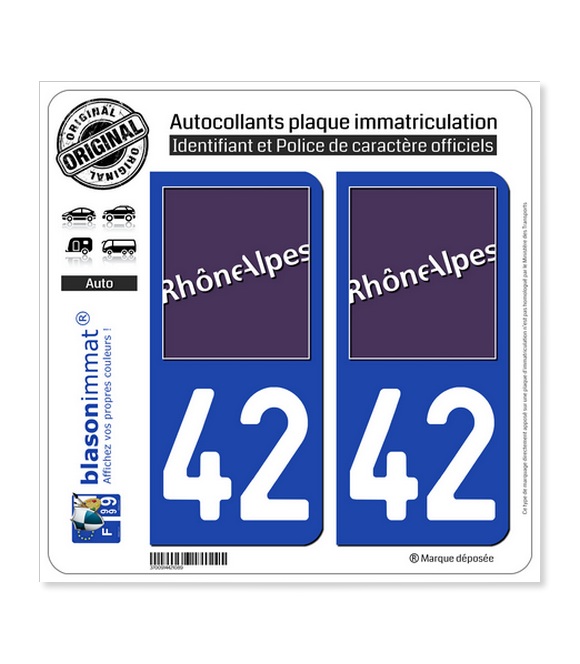 42 Rhône-Alpes - LogoType | Autocollant plaque immatriculation