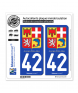 42 Auvergne-Rhône-Alpes - Armoiries | Autocollant plaque immatriculation