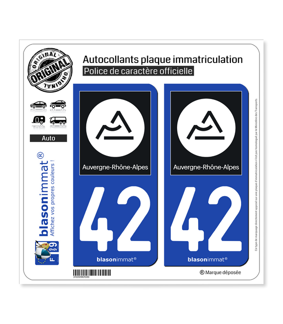 42 Auvergne-Rhône-Alpes - Région II | Autocollant plaque immatriculation