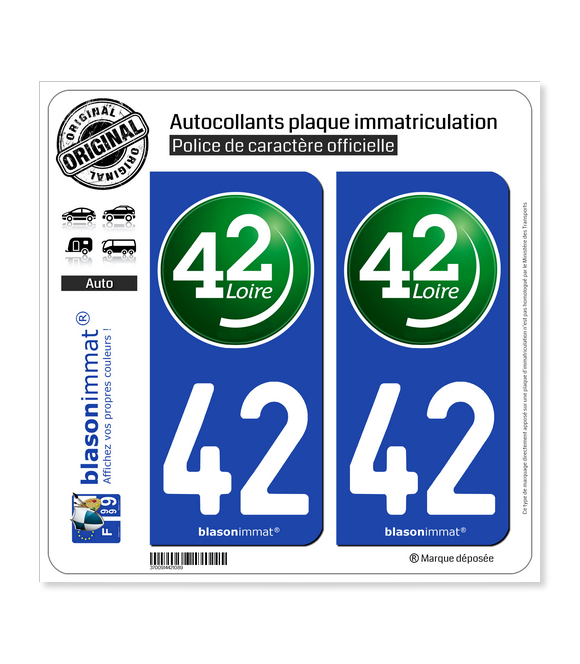 42 Loire - Département II | Autocollant plaque immatriculation