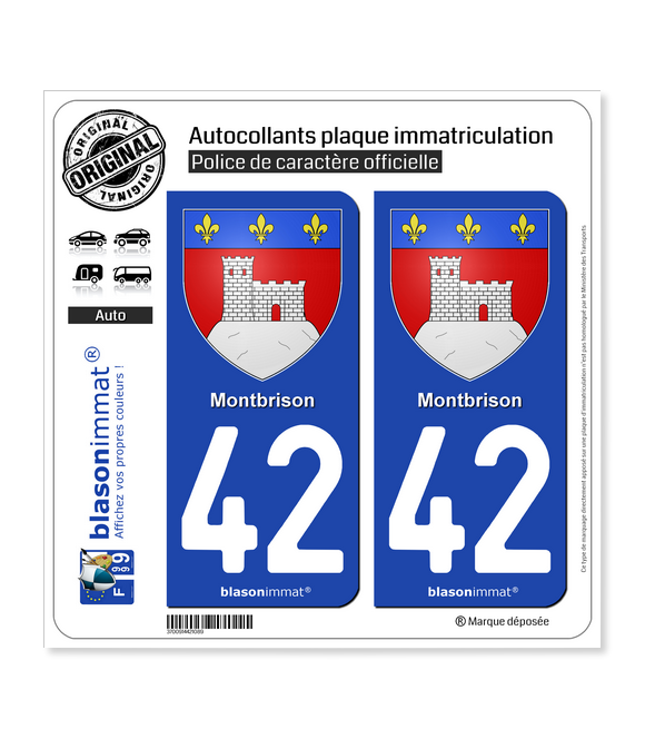 42 Montbrison - Armoiries | Autocollant plaque immatriculation