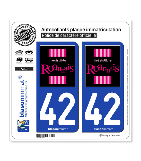 42 Roanne - Tourisme | Autocollant plaque immatriculation