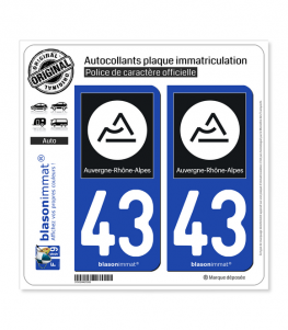 43 Auvergne-Rhône-Alpes - Région II | Autocollant plaque immatriculation