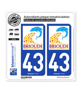 43 Brioude - Ville | Autocollant plaque immatriculation