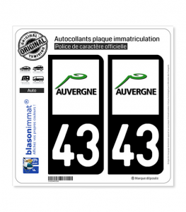 43 Auvergne - LogoType | Autocollant plaque immatriculation