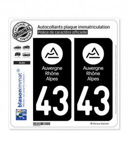 43 Auvergne-Rhône-Alpes - LogoType | Autocollant plaque immatriculation