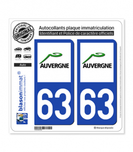 63 Auvergne - LogoType | Autocollant plaque immatriculation