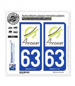 63 Ambert - Ville | Autocollant plaque immatriculation