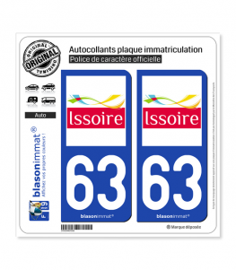 63 Issoire - Ville | Autocollant plaque immatriculation