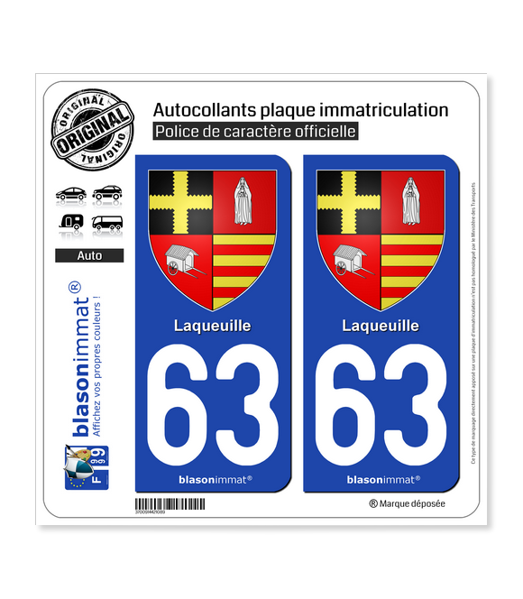 63 Laqueuille - Armoiries | Autocollant plaque immatriculation