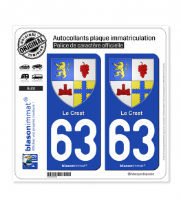 63 Le Crest - Armoiries | Autocollant plaque immatriculation