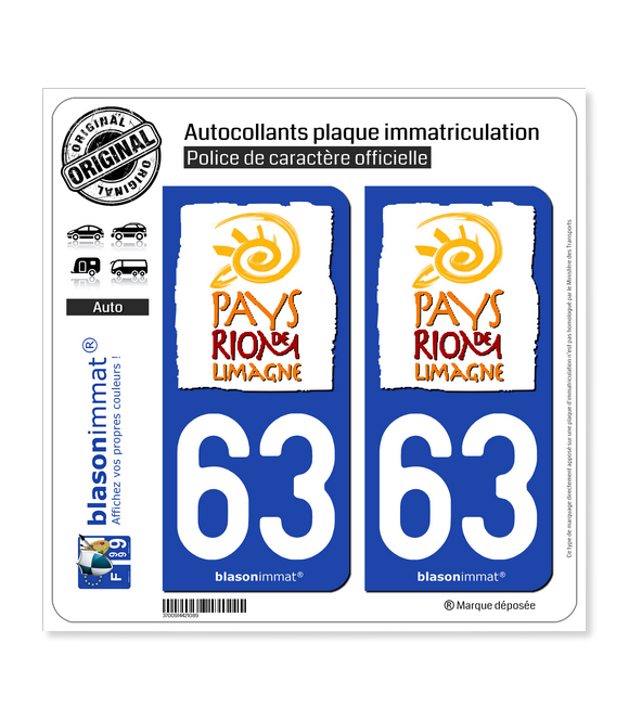 63 Riom - Tourisme | Autocollant plaque immatriculation