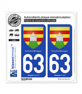 63 Rochefort-Montagne - Armoiries | Autocollant plaque immatriculation