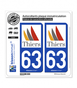 63 Thiers - Ville | Autocollant plaque immatriculation