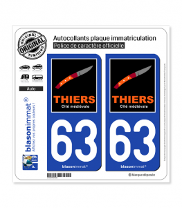 63 Thiers - Tourisme | Autocollant plaque immatriculation