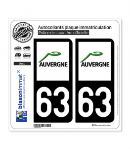 63 Auvergne - LogoType | Autocollant plaque immatriculation