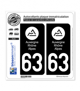 63 Auvergne-Rhône-Alpes - LogoType | Autocollant plaque immatriculation