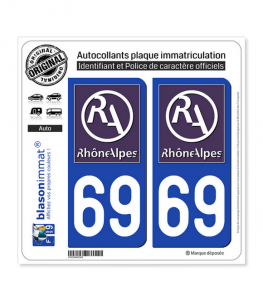 69 Rhône-Alpes - LogoType II | Autocollant plaque immatriculation