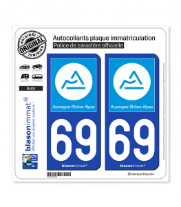 69 Auvergne-Rhône-Alpes - Région | Autocollant plaque immatriculation