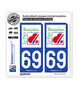 69 Beaujolais - Pays | Autocollant plaque immatriculation