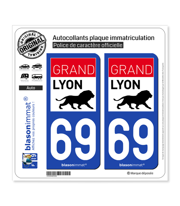 69 Lyon - Agglo | Autocollant plaque immatriculation