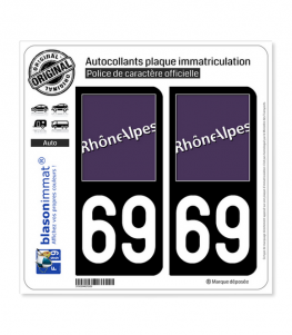 69 Rhône-Alpes - LogoType | Autocollant plaque immatriculation