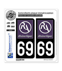 69 Rhône-Alpes - LogoType II | Autocollant plaque immatriculation