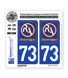 73 Rhône-Alpes - LogoType II | Autocollant plaque immatriculation