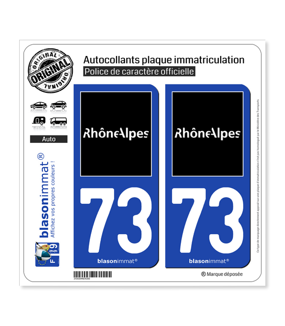 73 Rhône-Alpes - Tourisme | Autocollant et plaque immatriculation