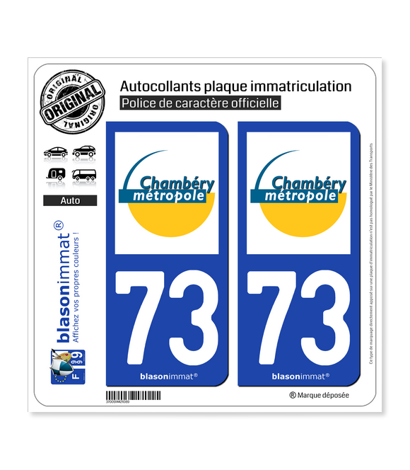 73 Chambéry - Métropole | Autocollant plaque immatriculation