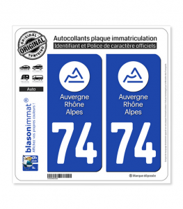 74 Auvergne-Rhône-Alpes - LogoType | Autocollant plaque immatriculation