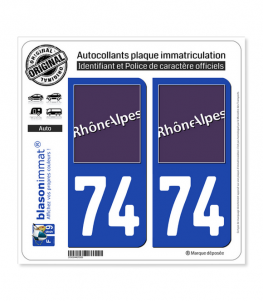 74 Rhône-Alpes - LogoType | Autocollant plaque immatriculation