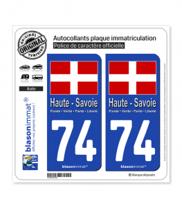 74 Haute-Savoie - Drapeau | Autocollant plaque immatriculation